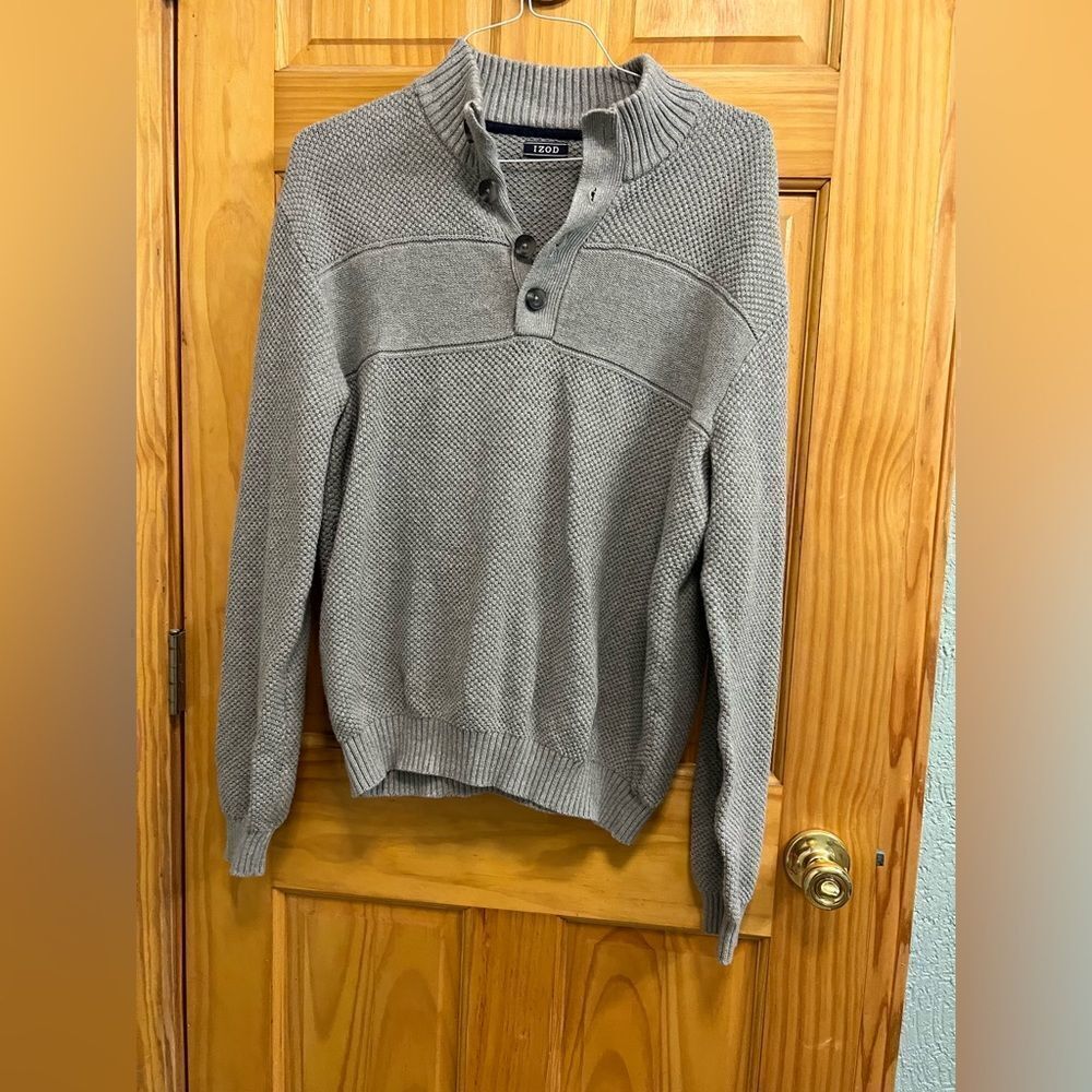 Men’s Izod pullover gray half button sweater size XXL